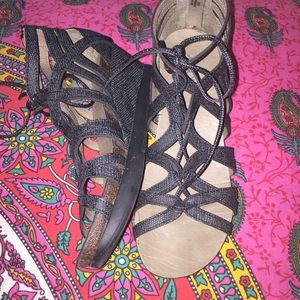 Black Strappy Wedges